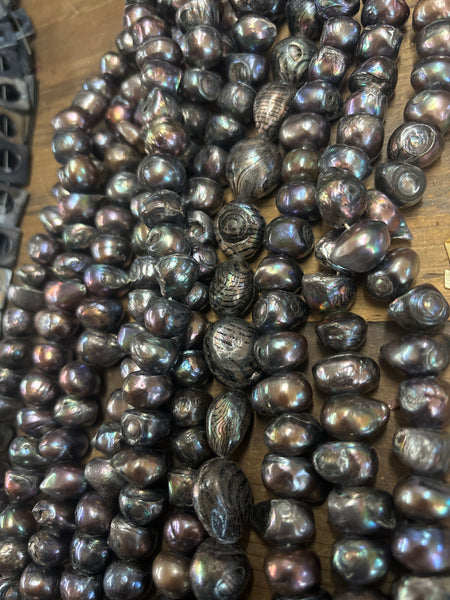 Extra Large Lumpy Fresh Water Rainbow Black Pearl Strand