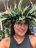 READY TO SHIP- Artificial Ti Leaf Headpiece Crown (with spider plant and croton)