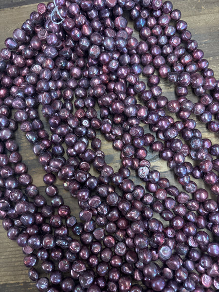 Extra Large Fresh Water Maroon Pearl Strand- FWL289red