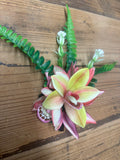 Orchid Fern Hair Clip with Little White Flowers