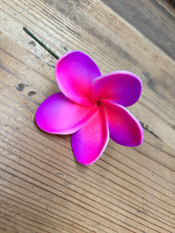 Foam Rounded Petal Plumeria Hair Pick- Purple/Fuschia