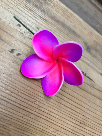 Foam Rounded Petal Plumeria Hair Pick- Purple/Fuschia