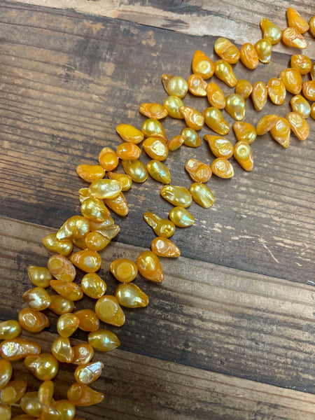 Large Natural-shaped Fresh Water Dyed Yellow Pearl Strand