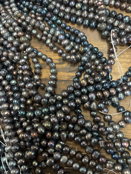 Medium Fresh Water Black Pearl Strand- FWL209