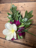 Orchid and Plumeria Hair Clip Flower and Philo Leaves