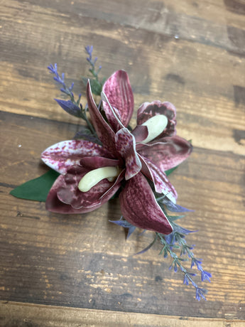 Dark Plum Purple Orchid Hair Clip Flower and Lavender