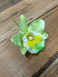 Orchid Hair Flower Pick- Green