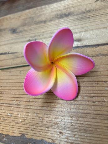 Foam Rounded Petal Plumeria Hair Pick- Pink Tips