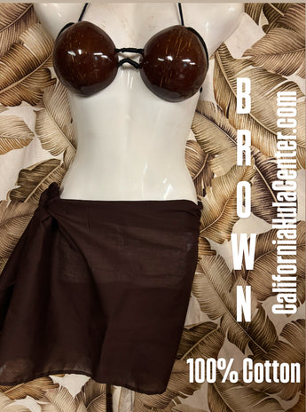 CLEARANCE- Solid Cotton Pareu- Brown