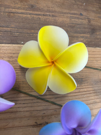 Foam Sweet Plumeria Hair Pick- Yellow