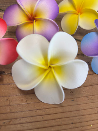 Foam Sweet Plumeria Hair Pick- White/Yellow