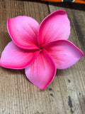 Foam 4.5” Bright Plumeria Hair Pick- Fuchsia