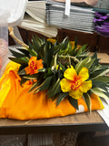 Artificial Ti Leaf Headpiece Crown (with foam hibiscus tucked throughout)