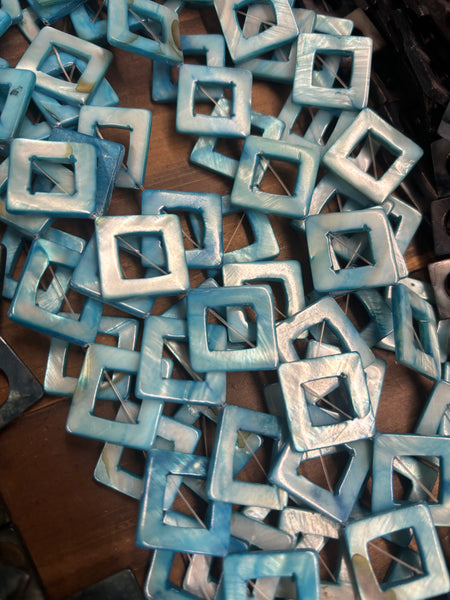 Turquoise Blue Square Shell Strand