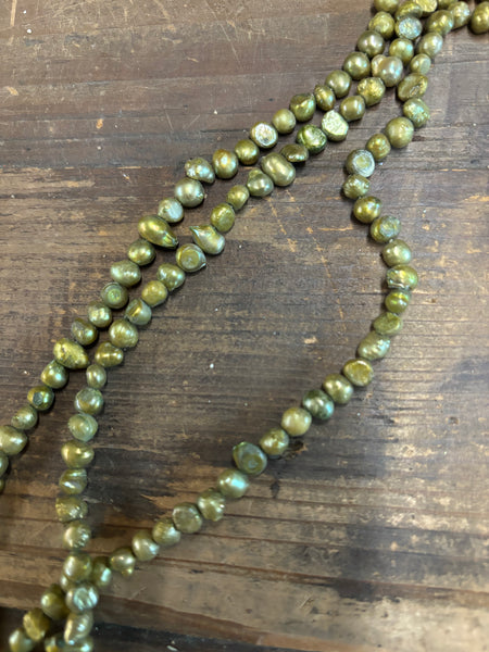 Extra Small Fresh Water Green Pearl Strand