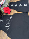 Ladies Racerback Crop Tank Top- Cursive "Aloha”