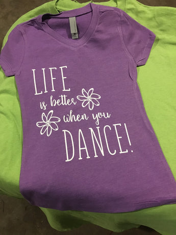 Kid Size V-neck T-shirt- Life Is Better When You Dance