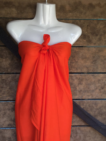 Pareu- No Fringe Rayon - Tangerine Orange